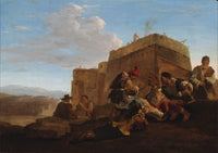 Landscape with Morra Players by Jan Dirksz Both — hand-painted architectural oil painting reproduction on canvas