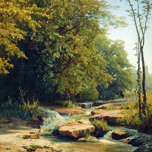 Landscape with mountain creek by Volodymyr Orlovsky — Oil Painting Reproduction