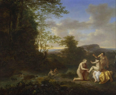 Landscape with Nymphs in modern living room