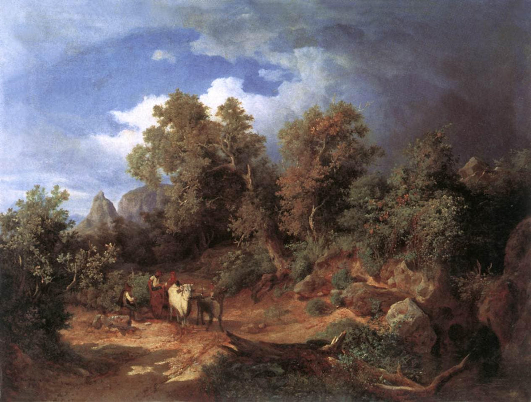 Landscape with Oxcart by Károly Markó the Elder — hand-painted landscape oil painting reproduction on canvas