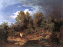 Landscape with Oxcart by Károly Markó the Elder — forest oil painting wall art, Romanticism