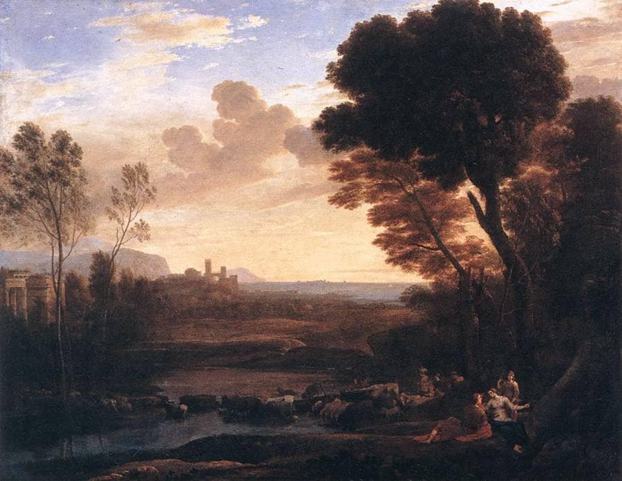 Landscape with Paris and Oenone by Claude Lorrain — hand-painted botanical oil painting reproduction on canvas