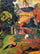 Landscape with peacocks in kitchen