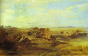 Landscape with Peasant's Huts and Pond near St. Petersburg by Fyodor Vasilyev — rural oil painting wall art, Realism