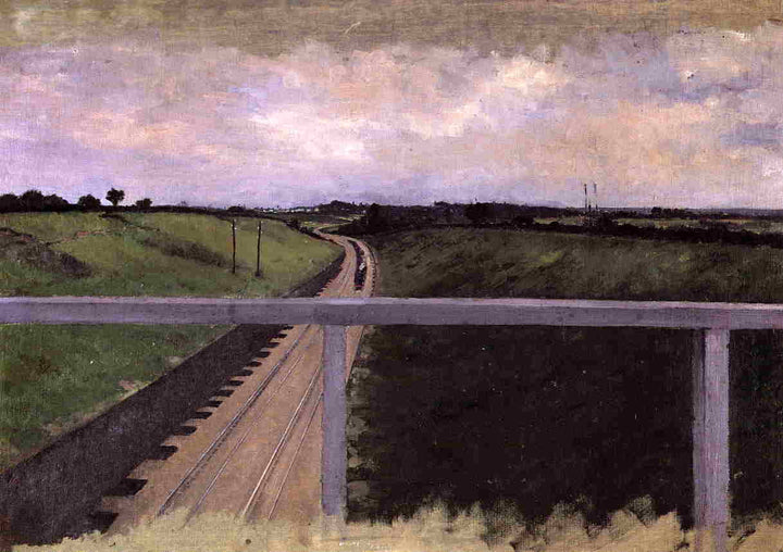 Landscape with Railway Tracks by Gustave Caillebotte — hand-painted landscape oil painting reproduction on canvas