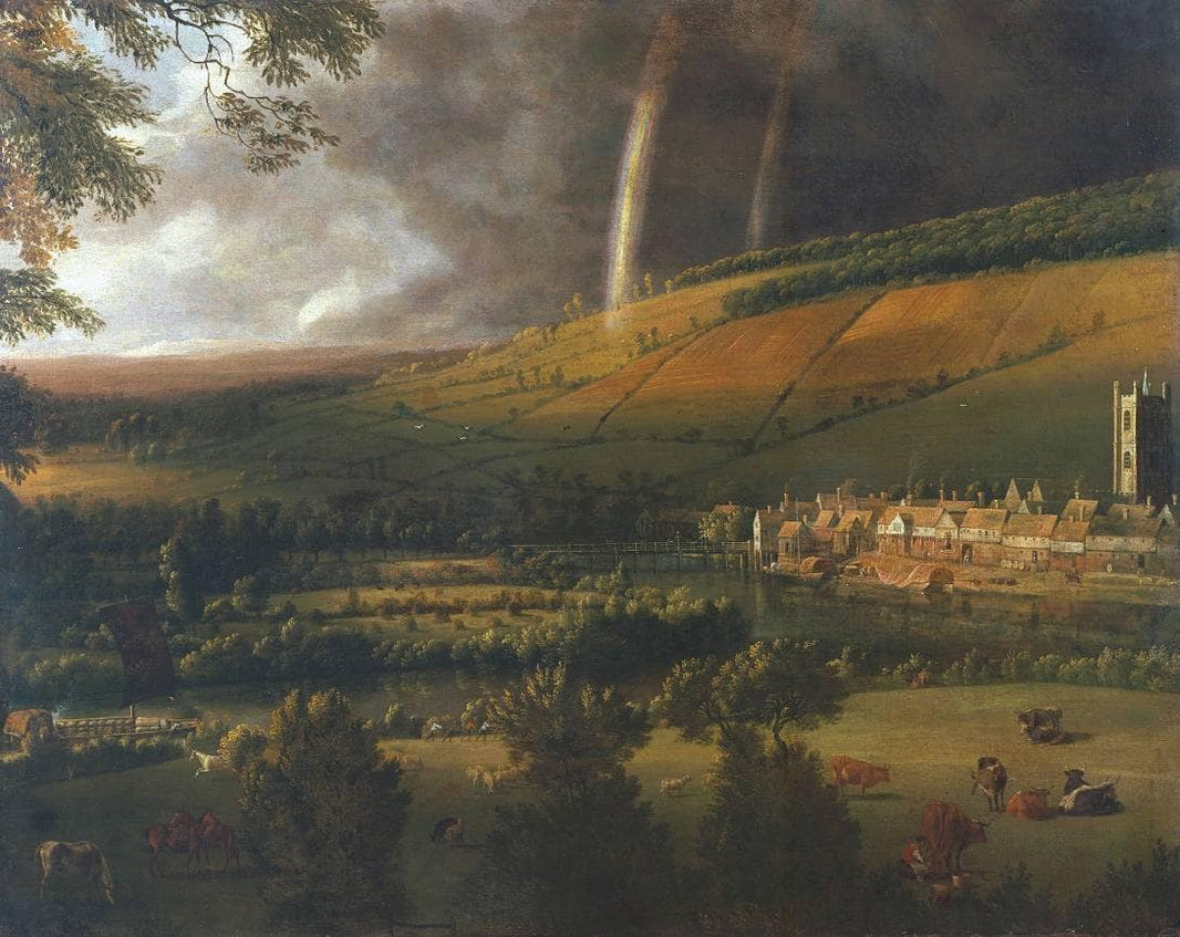 Landscape with Rainbow, Henley on Thames by Jan Siberechts — hand-painted animal oil painting reproduction on canvas