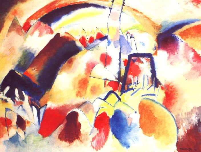 Landscape with red spots by Wassily Kandinsky — hand-painted abstract oil painting reproduction on canvas
