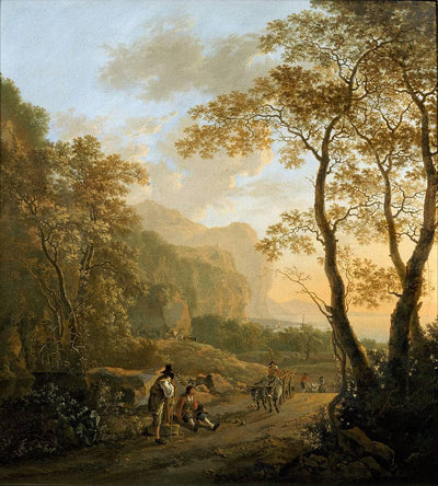 Landscape with Resting Travellers and Oxcart in study