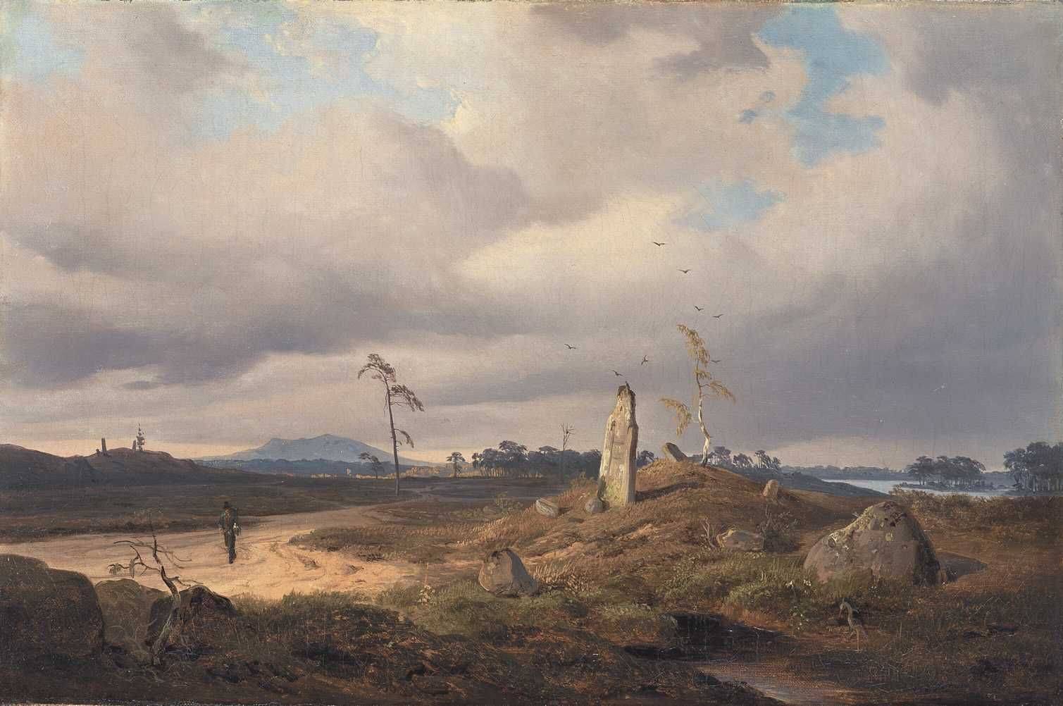 Landscape with rune stone - Andreas Achenbach