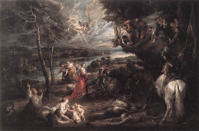 Landscape with Saint George and the Dragon in dining room