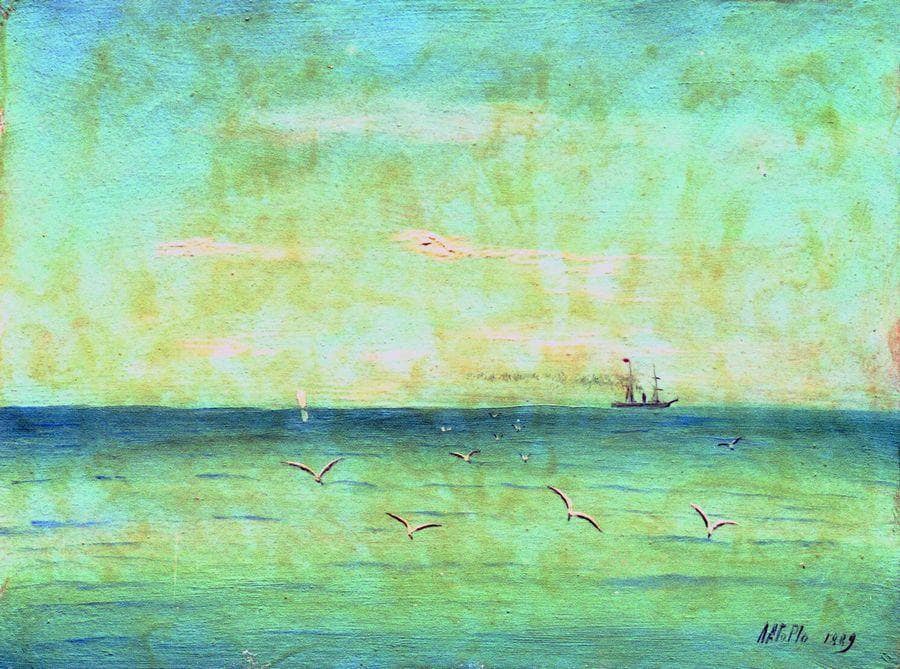 Landscape with seagulls