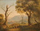 Landscape with shepherdesses by Gabriele Smargiassi — mountain oil painting wall art, Romanticism