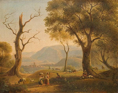 Landscape with shepherdesses in modern living room