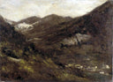 Landscape with small town by Cesare Tallone — rural oil painting wall art, Realism