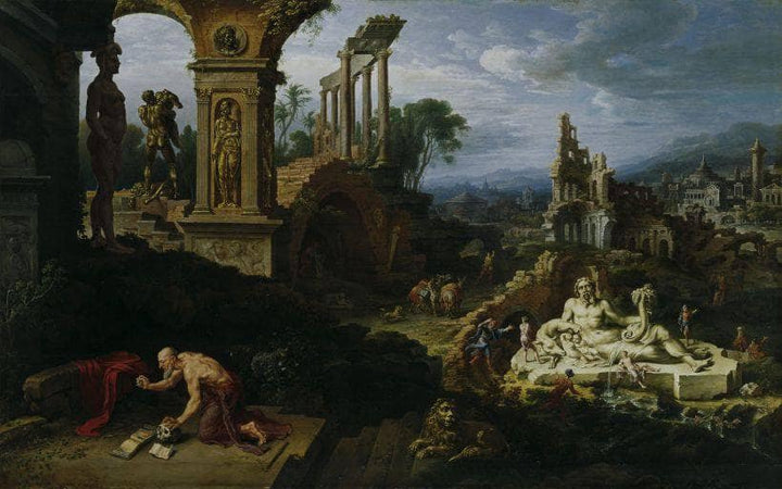 Landscape with St. Jerome by Maerten van Heemskerck — hand-painted cultural oil painting reproduction on canvas