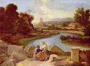 Landscape with St. Matthew and the Angel by Nicolas Poussin — hand-painted landscape oil painting reproduction on canvas