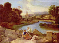 Landscape with St. Matthew and the Angel by Nicolas Poussin — hand-painted landscape oil painting reproduction on canvas