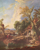 Landscape with the brother Lucas by Francois Boucher — rural oil painting wall art, Rococo