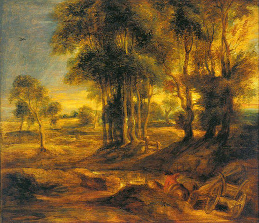 Landscape with the Carriage at the Sunset - Peter Paul Rubens