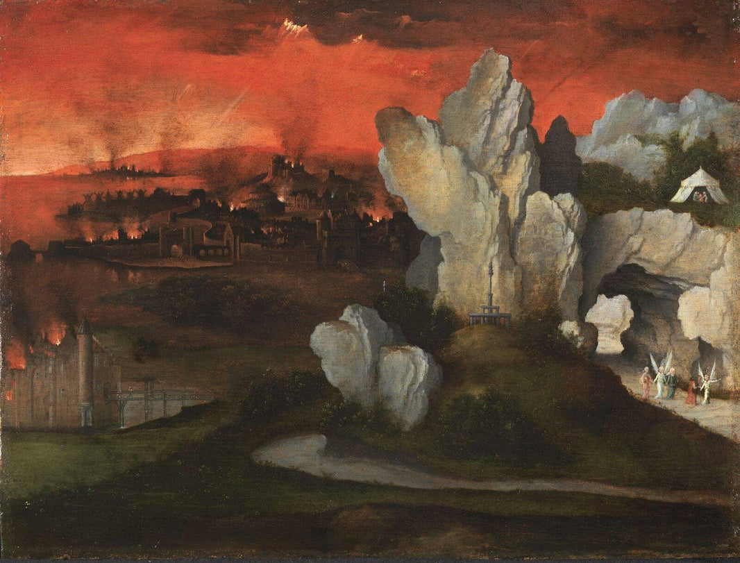 Landscape with the destruction of Sodom and Gomorrah by Joachim Patinir — hand-painted landscape oil painting reproduction on canvas