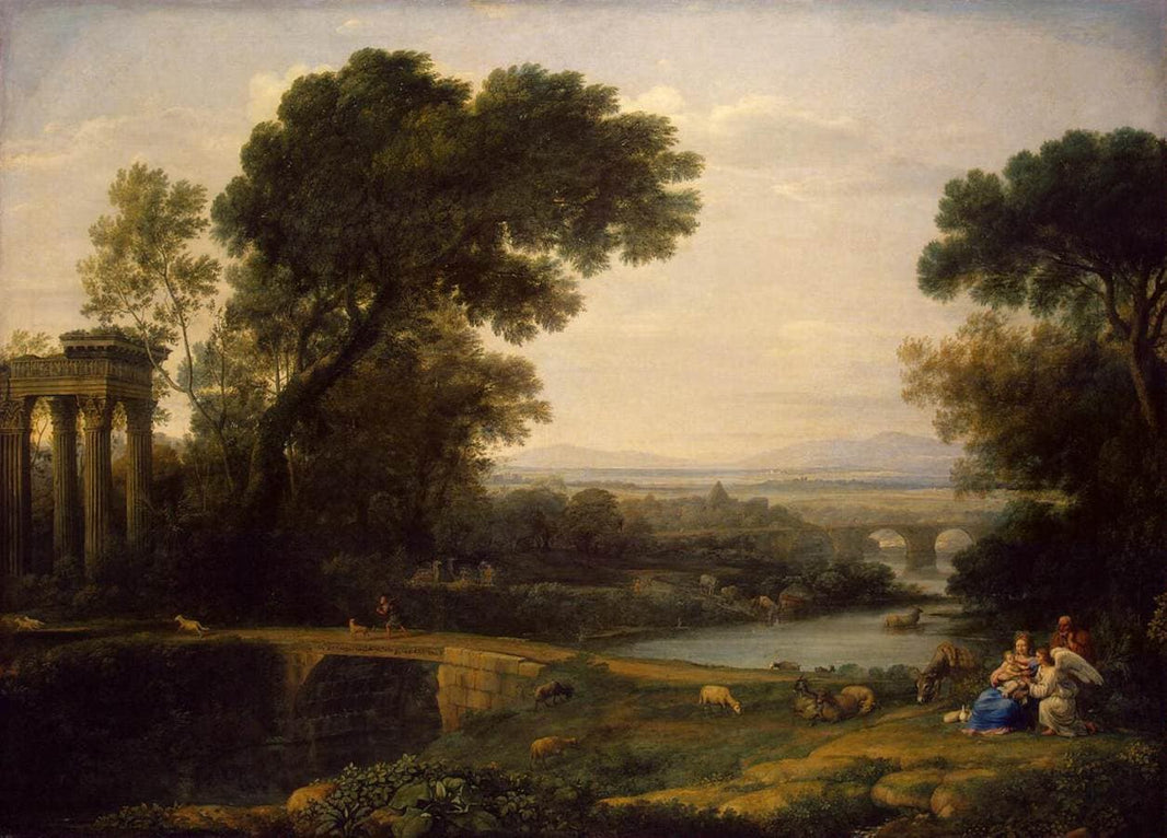 Landscape with the Rest on The Flight into Egypt by Claude Lorrain — hand-painted botanical oil painting reproduction on canvas