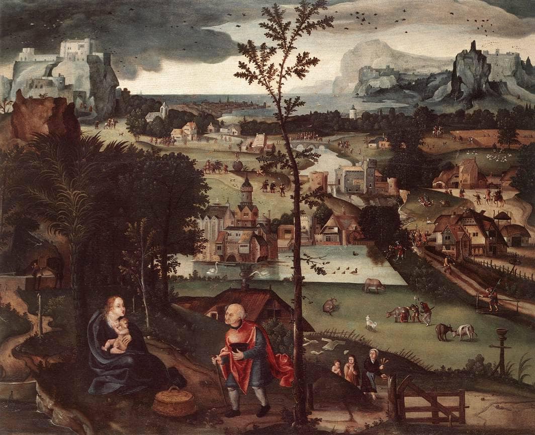 Landscape with the Rest on the Flight by Joachim Patinir — hand-painted landscape oil painting reproduction on canvas