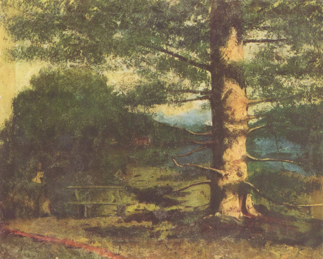 Landscape with Tree by Gustave Courbet — hand-painted botanical oil painting reproduction on canvas