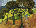 Landscape with Trees and Figures by Vincent van Gogh — hand-painted botanical oil painting reproduction on canvas