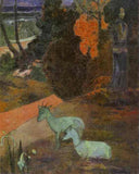 Landscape with two goats by Paul Gauguin — hand-painted animal oil painting reproduction on canvas