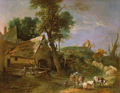 Landscape with water mill in apartment