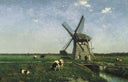 Landscape with windmill near Schiedam by Johan Hendrik Weissenbruch — rural oil painting wall art, Realism
