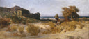 Landscape with worker that carries something by Giovanni (Nino) Costa, rural oil painting wall art, Naturalism