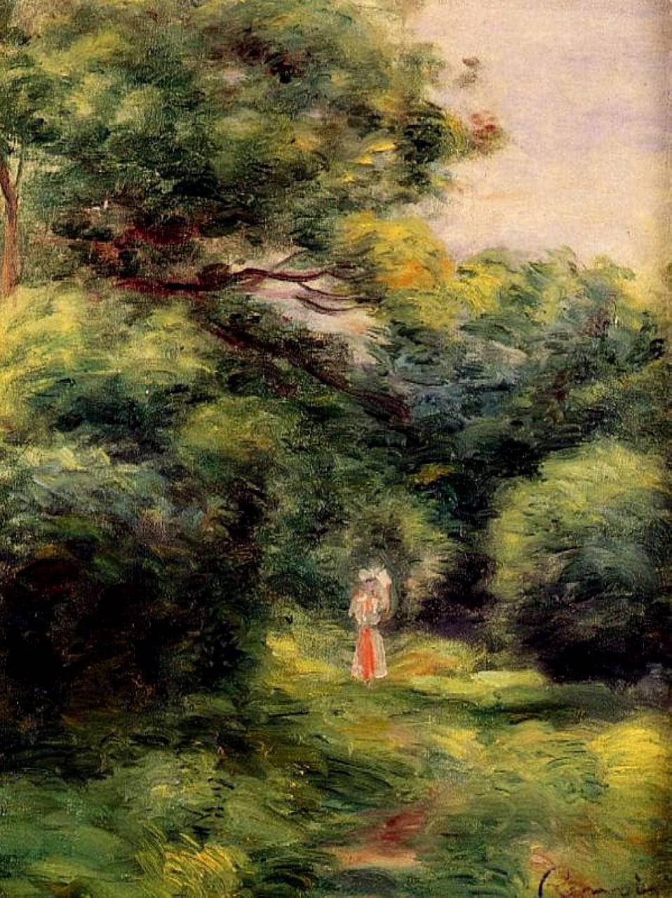 Lane in the Woods by Pierre-Auguste Renoir — hand-painted botanical oil painting reproduction on canvas