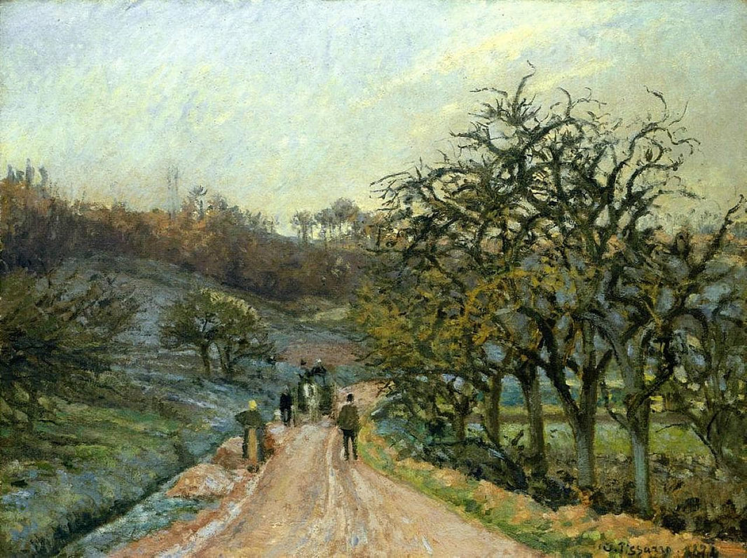 Lane of Apple Trees near Osny, Pontoise by Camille Pissarro — hand-painted architectural oil painting reproduction on canvas