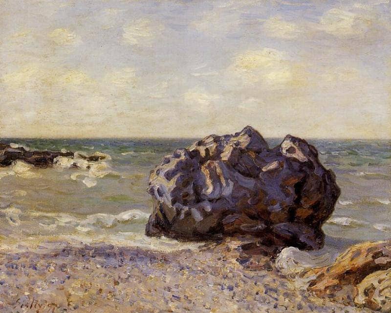 Langland Bay, Storr s Rock, Morning by Alfred Sisley — hand-painted landscape oil painting reproduction on canvas
