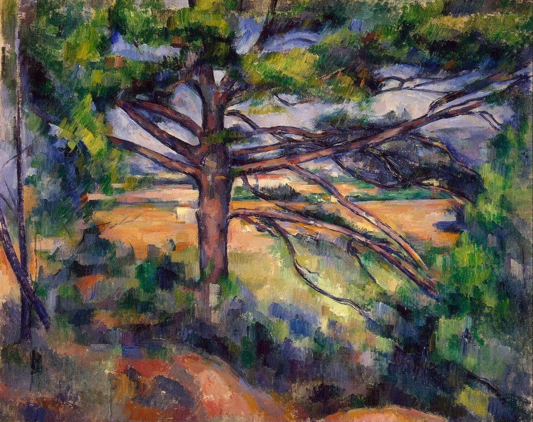 Large Pine and Red Earth by Paul Cezanne — hand-painted botanical oil painting reproduction on canvas