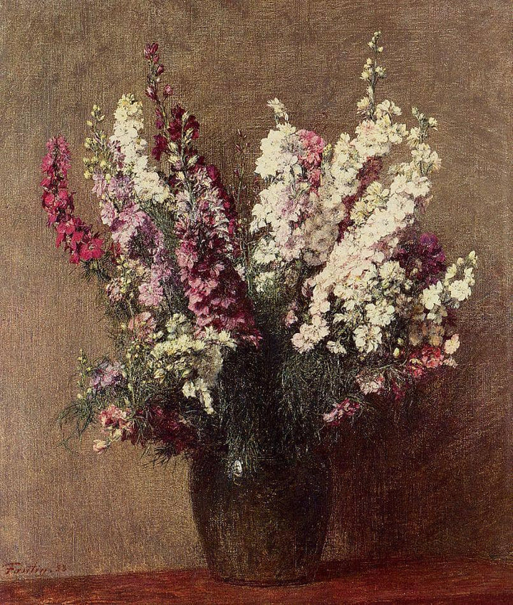 Larkspur by Henri Fantin-Latour — hand-painted botanical oil painting reproduction on canvas