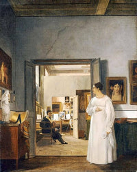 L'Atelier d'Ingres in Rome by Jean Alaux — hand-painted portrait oil painting reproduction on canvas
