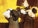 Laundresses Carrying Linen in Town by Edgar Degas — group oil painting wall art, Impressionism