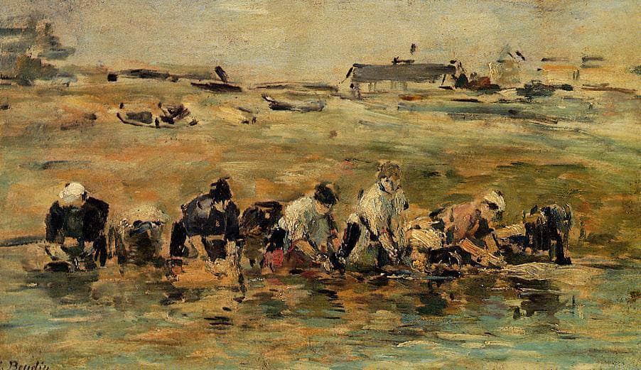 Laundresses by Eugene Boudin — hand-painted landscape oil painting reproduction on canvas