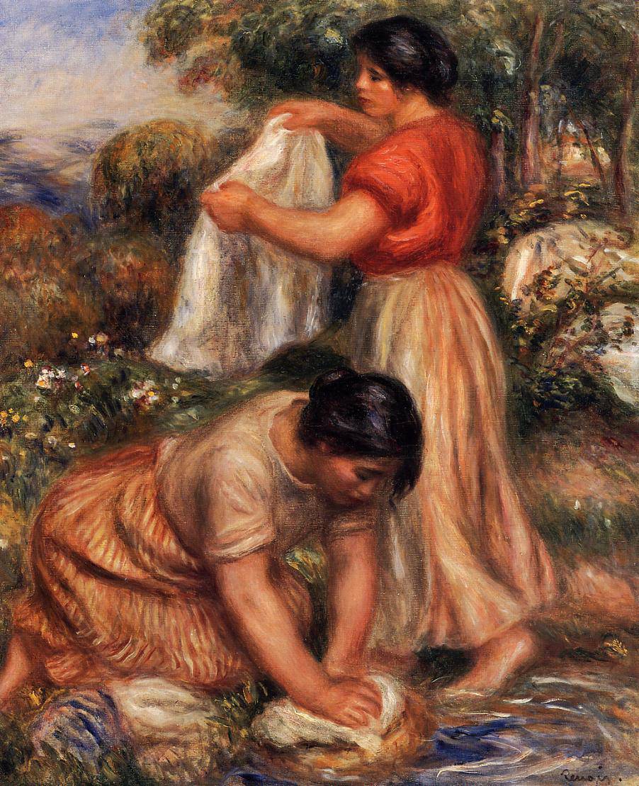 Laundresses by Pierre-Auguste Renoir — hand-painted cultural oil painting reproduction on canvas