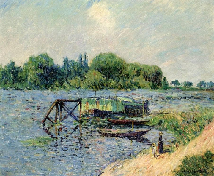 Laundry on the Seine at Herblay by Gustave Loiseau — hand-painted botanical oil painting reproduction on canvas
