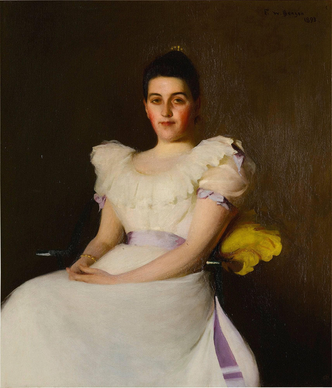 Lavender Trimmings by Frank W. Benson — hand-painted portrait oil painting reproduction on canvas