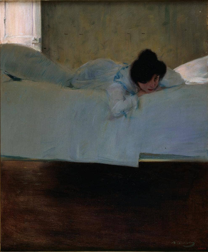 Laziness by Ramon Casas — hand-painted portrait oil painting reproduction on canvas