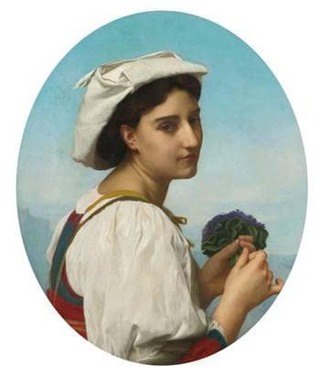 Le Bouquet de Violettes by William-Adolphe Bouguereau — hand-painted portrait oil painting reproduction on canvas