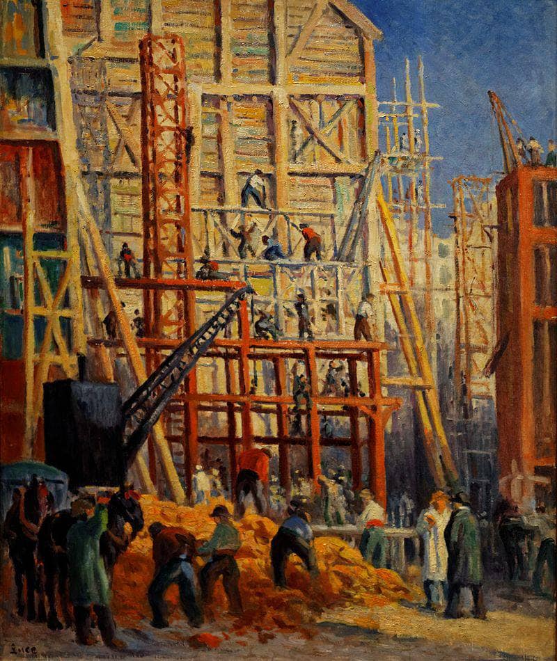 Le chantier by Maximilien Luce — hand-painted architectural oil painting reproduction on canvas