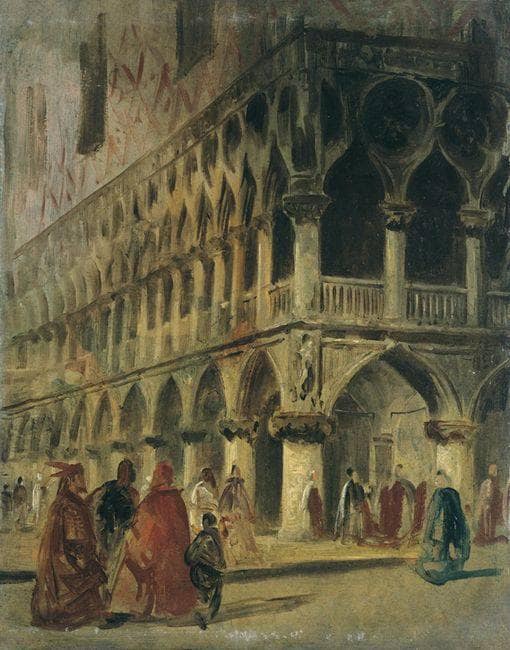 Le Palais des Doges à Venise by Richard Parkes Bonington — hand-painted architectural oil painting reproduction on canvas