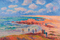 Le Ramassage du goémon sur la plage de Trévignon by Henry Moret — hand-painted landscape oil painting reproduction on canvas