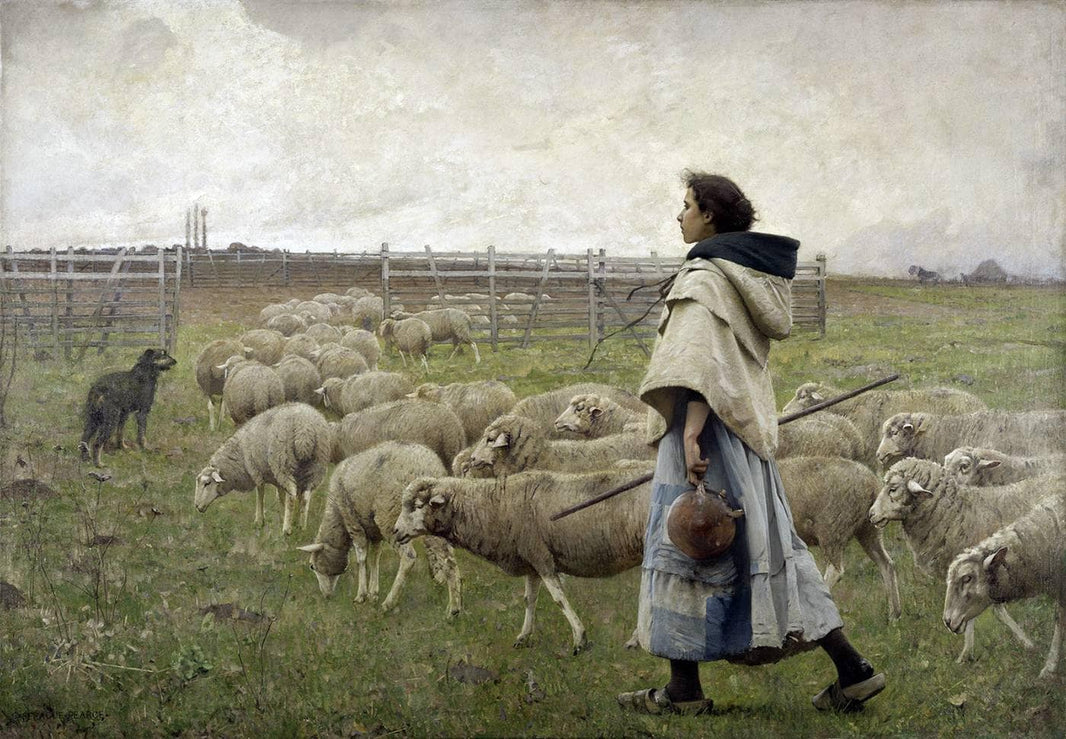 Le Retour Du Troupeau by Charles Sprague Pearce — hand-painted animal oil painting reproduction on canvas