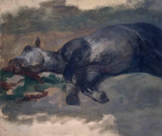 LeÅ¼Äcy KoÅ by Henryk Rodakowski — hand-painted animal oil painting reproduction on canvas